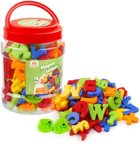 Coogam Letras magnéticas, números, alfabeto, imanes para nevera, plástico colorido ABC 123, juego de juguetes educativos, aprendizaje preescolar,