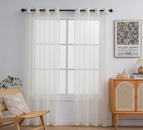Miniatura 32 de PI - Cortinas traslúcidas con paneles pequeños, cortina transparente para ventana de cocina, mirador, 2 paneles
