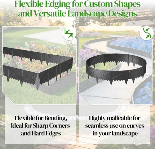 Miniatura 2 de Hlogree Paquete de 6 bordes metálicos para paisajes, bordes de jardín, borde de jardín con 6 estacas de anclaje, borde de metal resistente sin