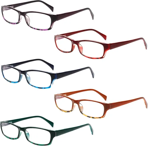 Miniatura 17 de Henotin - Paquete de 5 lentes de lectura con filtro de luz azul, antifatiga visual, lentes de lectura para computadora para mujeres y hombres