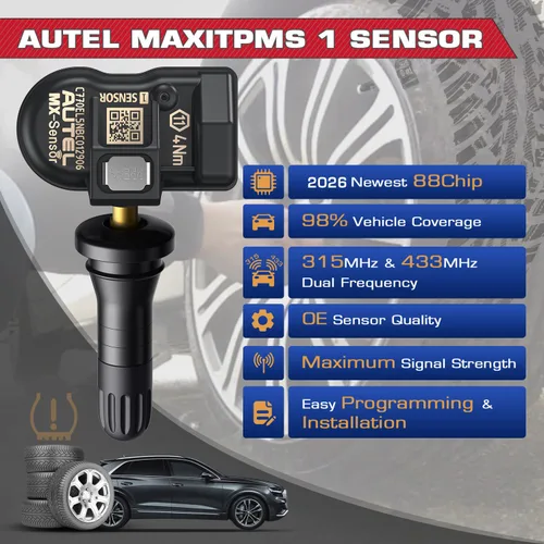Miniatura 2 de Autel TPMS - Juego de 4 sensores MX-Sensor 315+433Mhz 2 en 1, sensor universal de presión de neumáticos, calidad OE 100% clonable por TPMS Tool