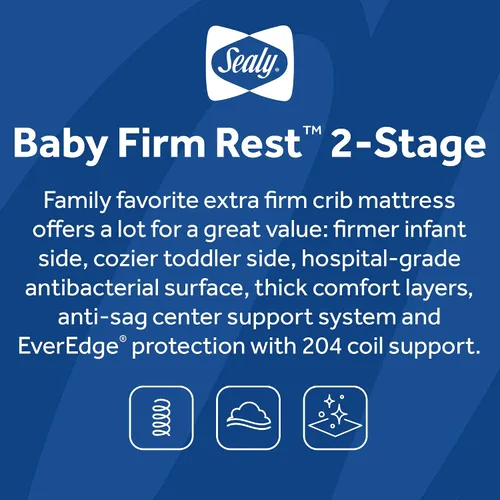 Miniatura 11 de Sealy Baby - Colchón para cuna infantil de 2 etapas, transpirable, resistente a las manchas, doble firmeza y ligero, descanso firme, aguamarina