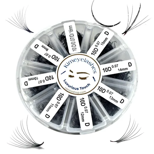1000 abanicos de volumen prefabricados, longitudes mixtas de 0.354-0.630 in, abanicos sueltos C, D. Extensiones de pestañas hechas a mano,