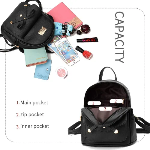 Miniatura 5 de Bonita mochila de piel con lazo para mujer