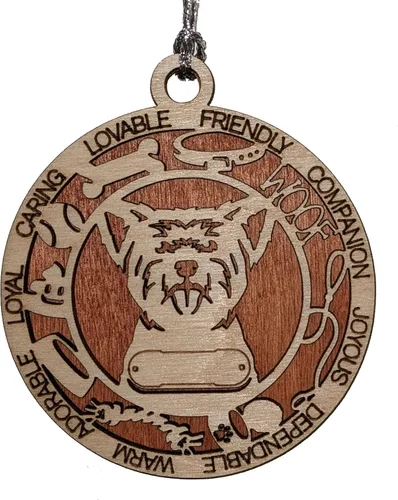 Miniatura 14 de Adorno de Navidad personalizado de madera para perro de 3 pulgadas, nombre y texto personalizables, hecho a mano en Estados Unidos, diseño de corte