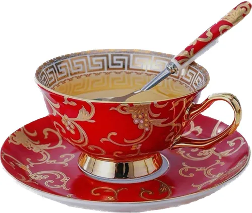 Miniatura 11 de YBK Tech - Juego de tazas y platillos de porcelana de hueso estilo europeo, taza de café de cerámica para el hogar, cocina, boda