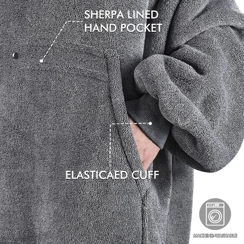 Miniatura 6 de Manta sudadera de tamaño grande de sherpa con capucha, cómoda, regalo para adultos, hombres, mujeres, adolescentes, esposa, novia