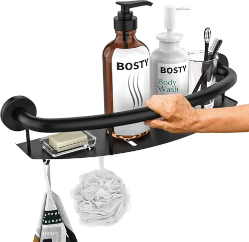 Miniatura 9 de Toallero de níquel cepillado con barra de agarre, mango de soporte equilibrado de seguridad de acero inoxidable de 17 pulgadas, toallero