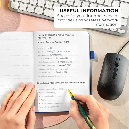 Miniatura 5 de Clever Fox - Libreta de contraseñas con pestañas alfabéticas, organizador de direcciones de Internet, tamaño mediano, para inicios de sesión en Azul