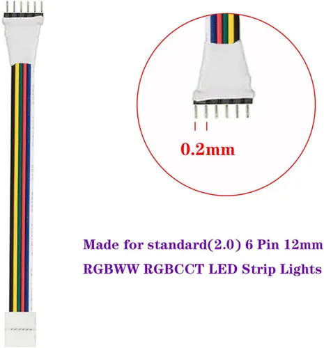 Miniatura 2 de Conectores de tira LED, 6 pines 0.472 in, 8 piezas impermeables, 2 cables de extensión, 10 conectores sin huecos