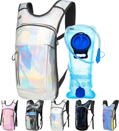Miniatura 11 de Mochila de hidratación, mochila de agua con vejiga de agua de 2 L, paquete de hidratación esencial para festivales y rave, aislamiento ligero