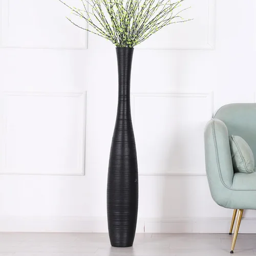 Miniatura 27 de Leewadee Florero decorativo alto para decoración de sala de estar, 20 ″, negro, resina