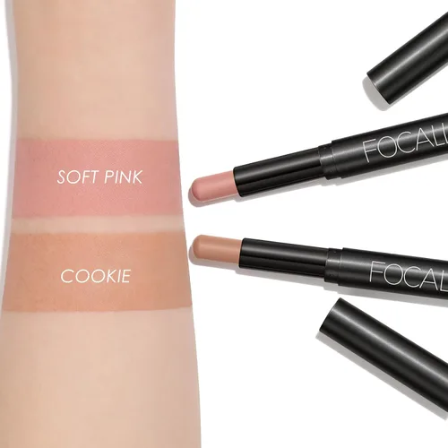 Miniatura 5 de FOCALLURE Sombra de ojos en barra de 2 piezas, lápiz de sombra de ojos iluminador, juegos de sombra de ojos iluminador con fórmula a prueba de Rosa