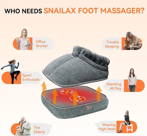 Miniatura 9 de Snailax Shiatsu - Masajeador de pies con calor, máquina eléctrica de masaje de pies para neuropatía, fascitis plantar, calentadores de pies