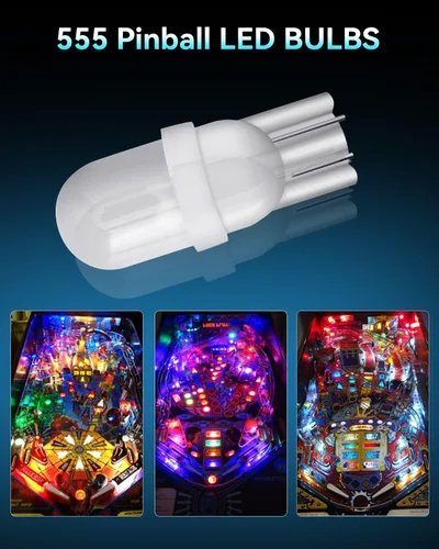 Miniatura 4 de Keiurot Bombilla 555 T10 194 CC CA 6 V 6.3 V para bombillas LED Pinball Arcade Pinball, lámpara de bombilla blanca cálida no polaridad, paquete de 10