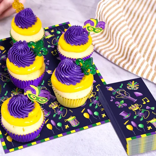 Miniatura 5 de Yeaqee 200 servilletas Eid Mubarak Ramadán desechables de papel mexicano para fiesta de Cinco de Mayo, suministros para fiesta, taco, fiesta