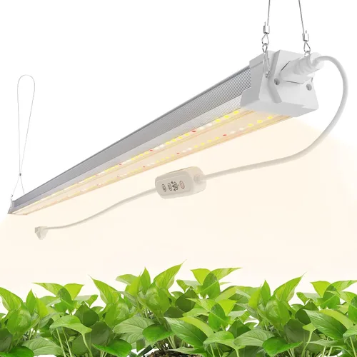 Miniatura 10 de FREELICHT Paquete de 2 luces LED de crecimiento de 4 pies con temporizador, 40 W (equivalente a 250 W), luces de crecimiento de espectro completo