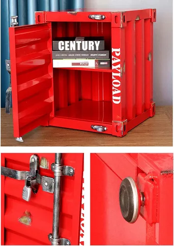 Miniatura 6 de Mesita de noche creativa estilo industrial, contenedor de hierro para sofá, mesa de esquina lateral de metal, mesa de teléfono, decoración de mesa