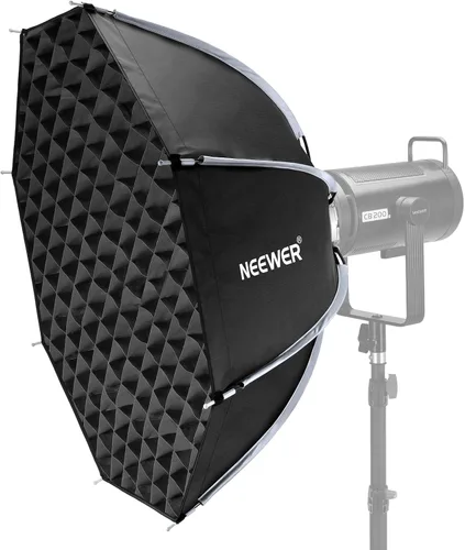 Miniatura 11 de NEEWER Caja de luz octagonal de 22"/55cm, Softbox de liberación rápida con montura Bowens y rejilla de nido de abeja, difusores de luz, bolsa