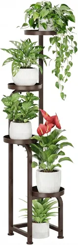 Miniatura 10 de Bamworld Soporte de esquina para plantas para interiores y exteriores, soportes altos de metal para múltiples plantas, estante resistente de 4 Verde
