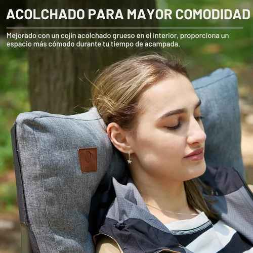 Miniatura 3 de EVER ADVANCED Silla plegable acolchada de gran tamaño para camping para adultos, silla de césped resistente con bolsillos laterales, silla cuádruple