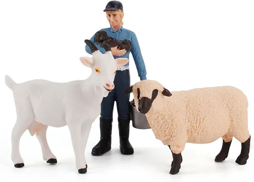 Miniatura 2 de BLAPNK 3 piezas de figuras realistas de ovejas y animales, figuras de juguete para pasteles, colección de figuras familiares de granero, cabra