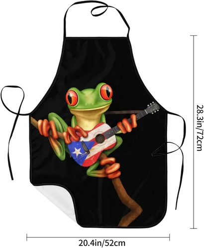 Miniatura 6 de ZIMBRO Delantal ajustable con peto de rana con bandera de Puerto Rico para mujer, impermeable y a prueba de grasa, delantal de cocina para mujeres