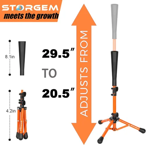 Miniatura 2 de Storgem Baseball and Softball Tee,Batting Tee for Kids,Baseball Tees for Hitting,T Ball Training Stand,Easy Height Adjustment Naranja
