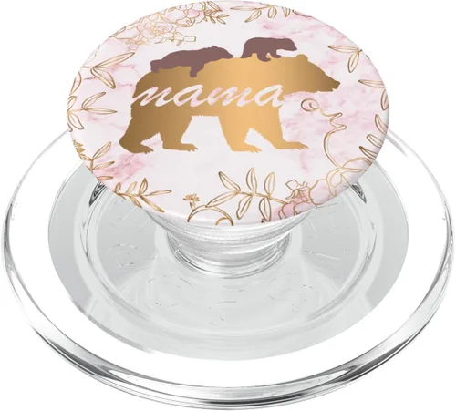 Miniatura 9 de Mama Bear Pop Socket 2 Cubs Marble Pink Gold Mothers Gifts - PopSockets Grip and Stand for Phones and Tablets