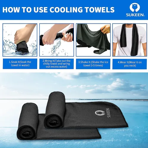 Miniatura 3 de Sukeen Paquete de 4 toallas refrescantes (40 x 12 pulgadas) para cuello y cara, toalla deportiva suave y transpirable, de secado rápido, absorbe