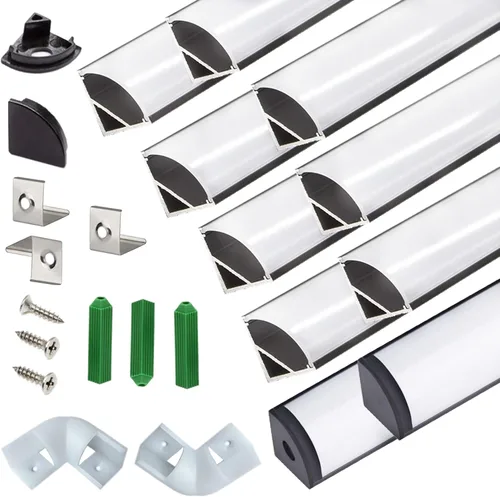 Miniatura 10 de THMOOTHER Tira LED con forma de V de 6.56 pies, resistente a los rayos UV, difusor de canal negro, paquete de 10 perfiles de aluminio con cubierta