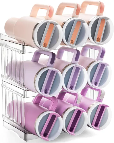 Miniatura 10 de Gracenal Organizador de botellas de agua para accesorios de taza Stanley, organizadores de gabinete y almacenamiento para vaso Meoky de 40 onzas