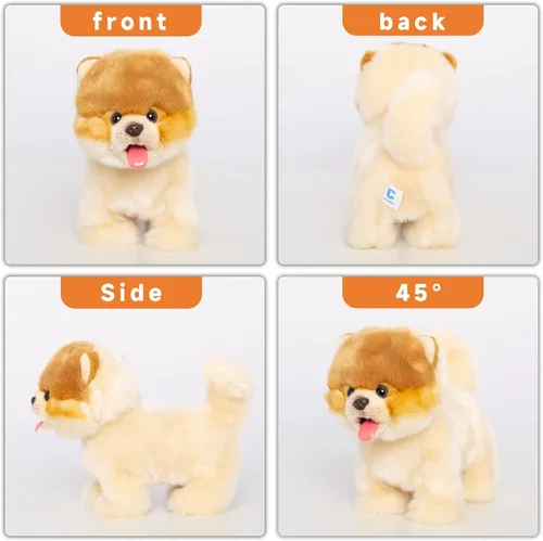 Miniatura 3 de Juguete de perro de peluche electrónico caminante de Pomeranian, cachorro realista interactivo robot mascota perro, caminando, ladrando, moviendo