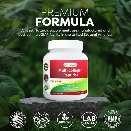 Miniatura 5 de Best Naturals Múltiples péptidos de colágeno proteína tipo I, II III, V y X Colágeno sin sabor 1 libra – Alimentado con pasto y criado en pastos