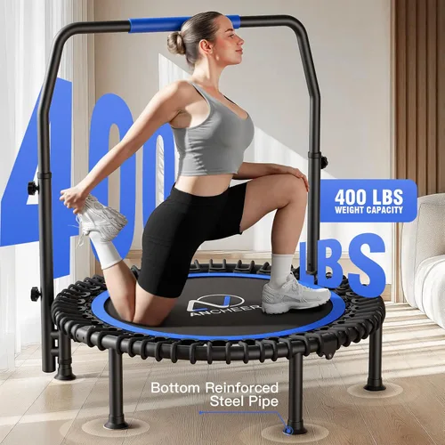 Miniatura 6 de ANCHEER Trampolín de 40 pulgadas, mini trampolín de rebote para adultos/niños con mango de espuma ajustable de 4 niveles, trampolín de fitness