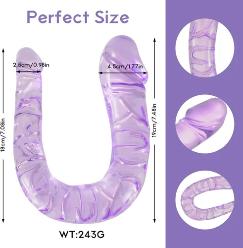 Miniatura 2 de Consolador doble de gelatina anal realista consolador largo pene suave y flexible con venas y glande juguetes sexuales para adultos
