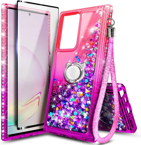 Miniatura 30 de NGB Diseñada para funda Samsung Galaxy Note 10+ (Plus), Rosa/Aguamarina Funda con Purpurina Líquida Brillante Linda para Mujeres Niñas Niños