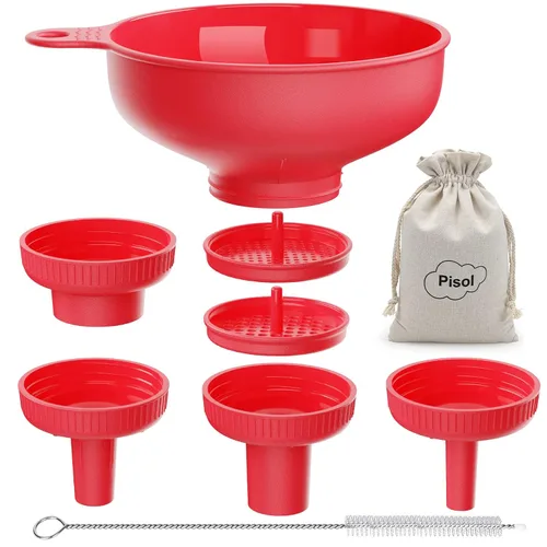 Miniatura 10 de Embudo versátil de boca ancha Pisol, embudos de enlatado para uso en cocina, juego de embudo de cocina de plástico de grado alimenticio con 4