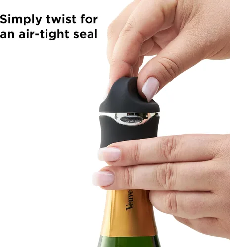 Miniatura 6 de Metrokane sellador de terciopelo para champán y vino, Negro
