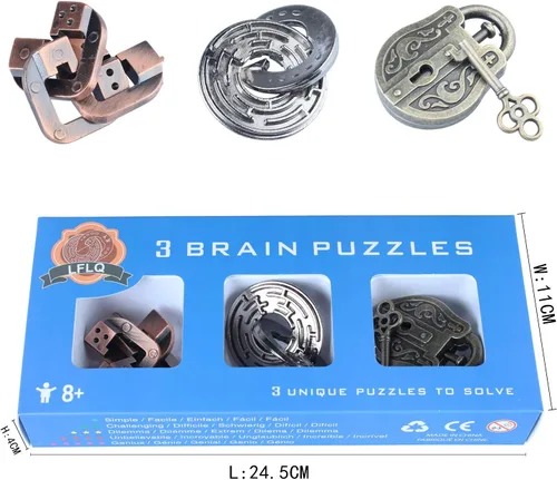 Miniatura 6 de Rompecabezas de ingenio para adultos Rompecabezas Metal con agujero de cerradura Juguetes educativos para adultos Rompecabezas de rompecabezas IQ