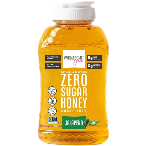 Wholesome Yum Jalapeño Sustituto de Miel Sin Azúcar Cero (Keto) - Alternativa Natural de Miel Sin Azúcar con Fruta del Monje y Alulosa - 0