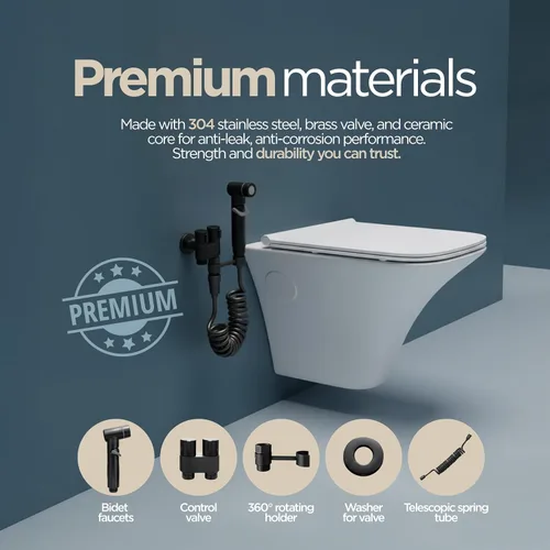 Miniatura 7 de Aqua Earth Pulverizador de bidé de mano para inodoro, kit de pulverización de pañales de tela para bebé, juego de accesorios de bidé para baño