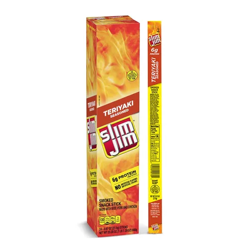 Miniatura 10 de Slim Jim - Palito de carne ahumada gigante, sabor Hot AF, apto para Keto, 0.97 oz 24 palitos