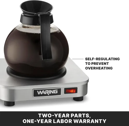 Miniatura 4 de Waring Commercial WCW10 Café Deco - Calentador de jarra de café individual, 120 V, enchufe de 5 a 15 fases, quemador individual plateado