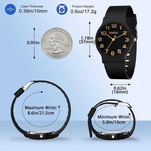 Miniatura 5 de Reloj analógico para niños y niñas, resistente al agua hasta 30M, reloj deportivo para niños, fácil de leer, con esfera fina, correa suave