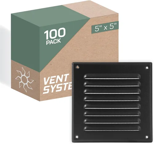 Miniatura 45 de Vent Systems - Cubierta de rejilla de ventilación de aire de alero rectangular de metal negro de 3 x 10 pulgadas (interior), deflector
