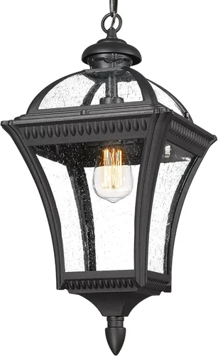 Miniatura 11 de Emliviar Luz de poste para exteriores de 22 pulgadas, luz de poste vintage de granja para el jardín, aluminio con vidrio semillado, acabado negro