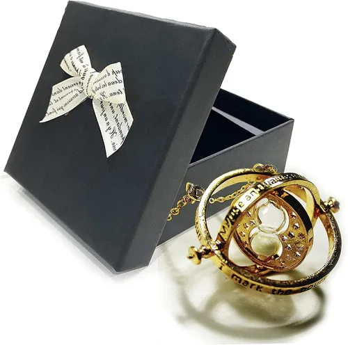 Miniatura 4 de Beita Hermiones - Collar de aleación con colgante de reloj de arena giratorio para mujer y niña color dorado Zinc No es una piedra preciosa