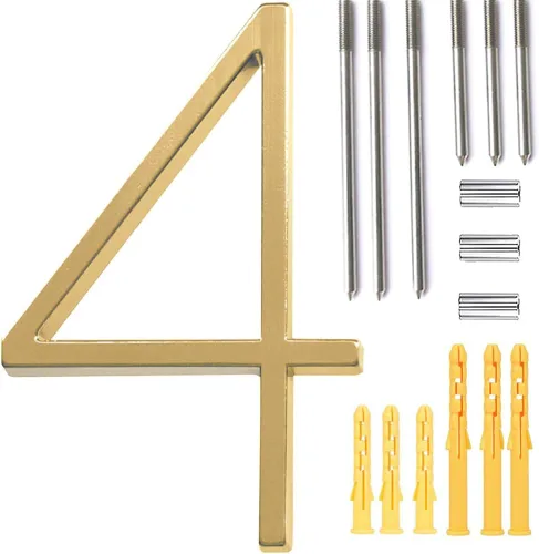 Miniatura 38 de Número de casa flotante de 5'', números de casa modernos - aleación de zinc, número de dirección de casa con exquisito proceso de dibujo - dorado
