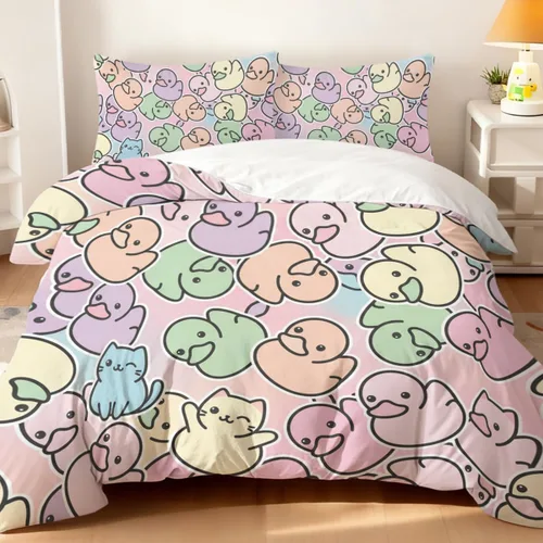 Miniatura 17 de Cute Bear Duvet Cover Set Twin, 3 Pieces Soft Neutral Bedding Calming Cozy Comforter Cover Set Minimal Kawaii Bedroom Decor Microfiber for Relaxing